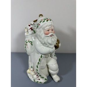 Lenox Santa Cookie Jar in Original Box 13" Holiday Skating Christmas Excellent